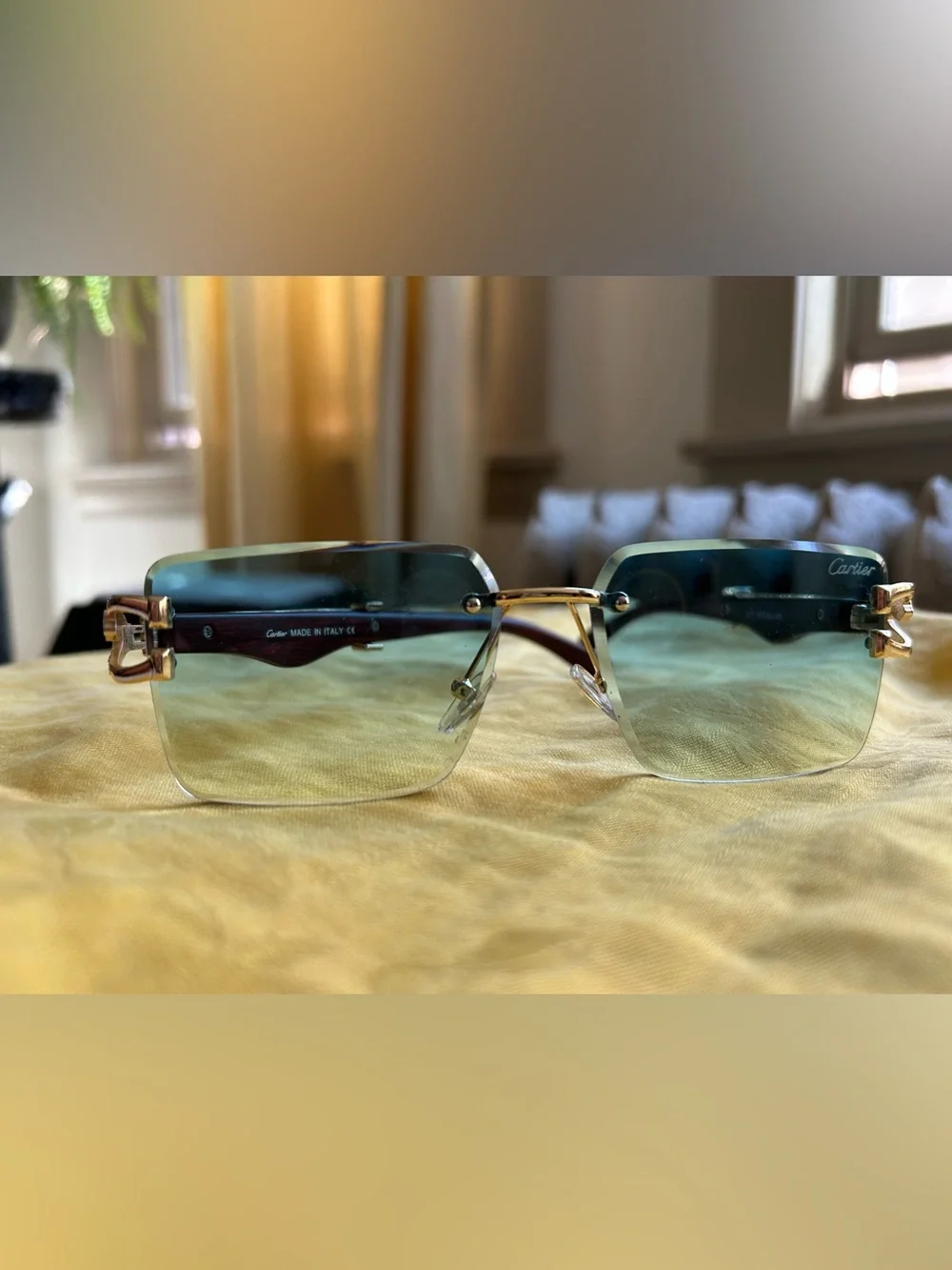 Rimless Men's Sunglasses - Teal Lenses